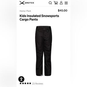 Arctix Boy’s Black Ski Cargo Pants